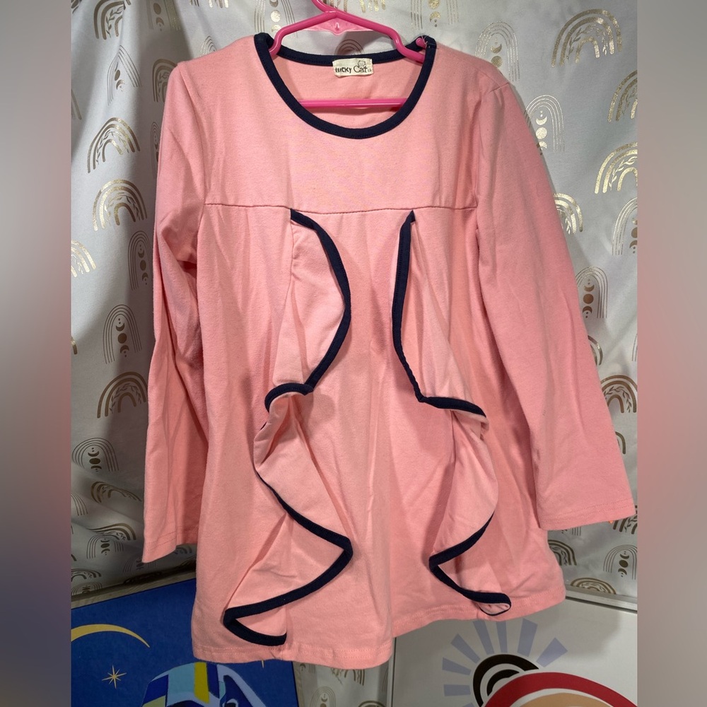 Lucky Brand Pink Shirt with Navy Trim